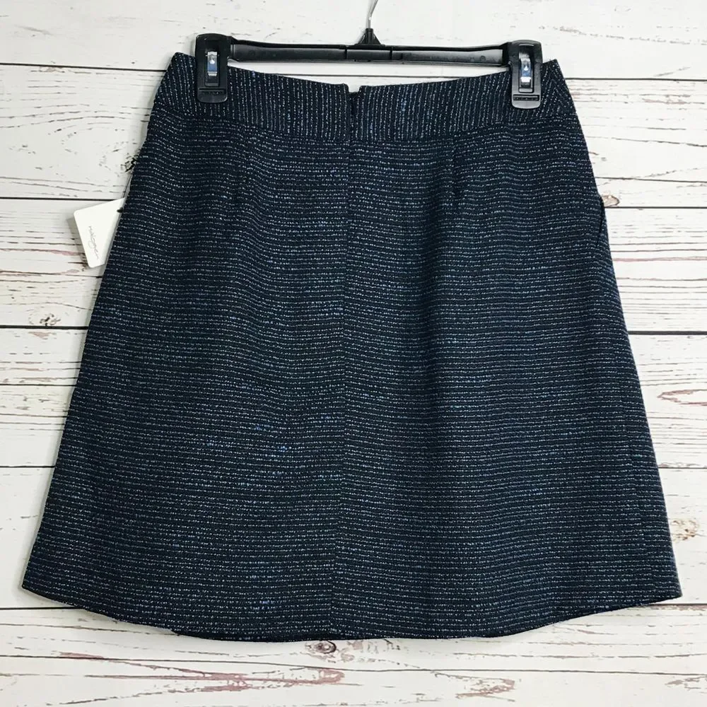 Halogen Pleated Tweed A Line Skirt Blue Size 2P - Picture 2 of 6